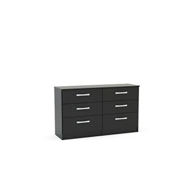 Image of Birlea Lynx 6 Drawer Chest High Gloss, Black