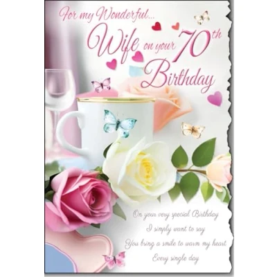 Image of for My Wonderful Wife On Your 70th Birthday Day Card Lovely Verse