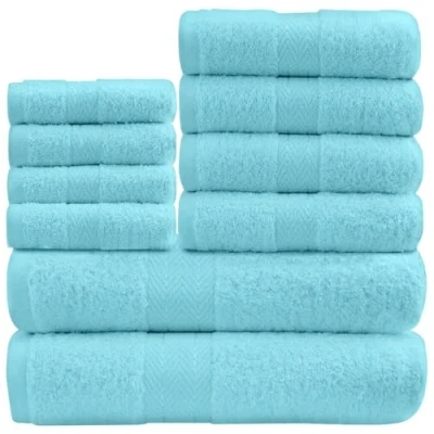 Image of GC GAVENO CAVAILIA Soft Towels 10 Piece Bathroom Bale Set Premium Quality Water Absorbent Towel, 4 Face Hand 2 Bath 450 GSM Washable Set, Aqua