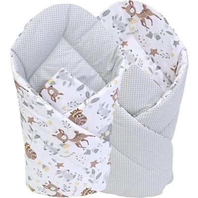 Image of BABYMAM Baby Swaddle Wrap Newborn Bedding Blanket DOTS GREY/Deer and Friends