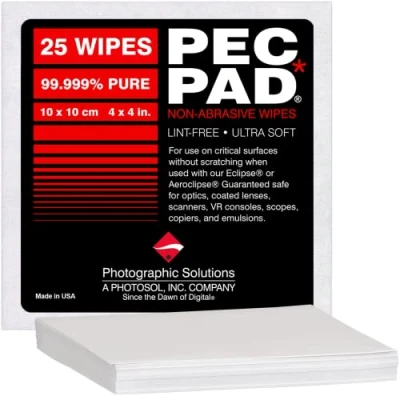 Image of PEC PAD Lint Free Wipes 4x4 Non Abrasive Ultra Soft Cloth for Cleaning Sensitive Surfaces Like Camera, Lens, Filters, Film, Scanners, Telescopes, Microscopes, Binoculars. (25 Sheets Per/Pkg)