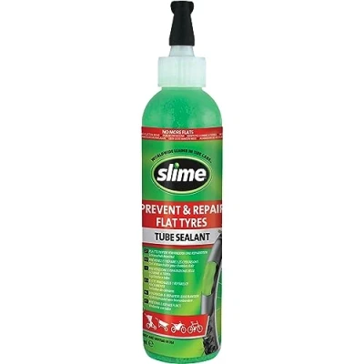 Image of Slime 10015 Bike Tube Puncture Repair Sealant, Prevent and Repair, Suitable for all Bicycles, Non Toxic, Eco Friendly, 237 mL (8oz) bottle, Green