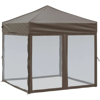 Image of vidaXL Folding Party Tent with Sidewalls Taupe 2x2 m
