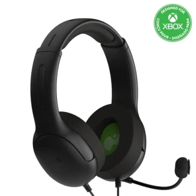 Image of PDP Gaming LVL40 Stereo Headset with Mic for PlayStation, PS4, PS5 PC, iPad, Mac, Laptop Compatible Noise Cancelling Microphone, Lightweight, Soft Comfort On Ear Headphones, 3.5 mm Jack Black