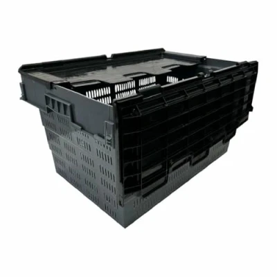 Image of Vogue Perforated Plastic Transport/Storage Crate with attached Lid 600x400x320mm