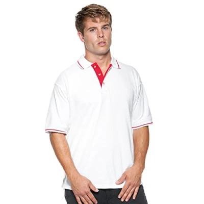 Image of Kustom Kit St.Mellion Pique Polo Colour=Black/Bright Red Size=L