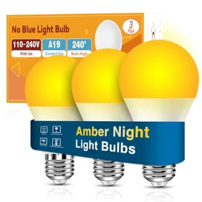 Image of Neporal Amber Light Bulbs, 9W 60W Equivalent A19 Soft Blue Blocking Warm 1800K Night Dim Bulbs for Healthy Sleep and Baby Nursery
