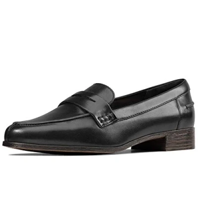 Image of Clarks Women&#039;s Hamble Loafers, Black Leather, 3.5 UK