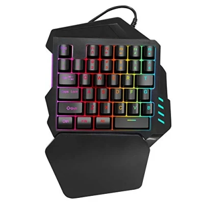 Image of One Handed Gaming Keyboard, 2.4G Wireless Mechanical Keyboard with RGB Backlit and Wrist Rest, 35 Key Ergonomic Game Controller for PUBG Mobile Games