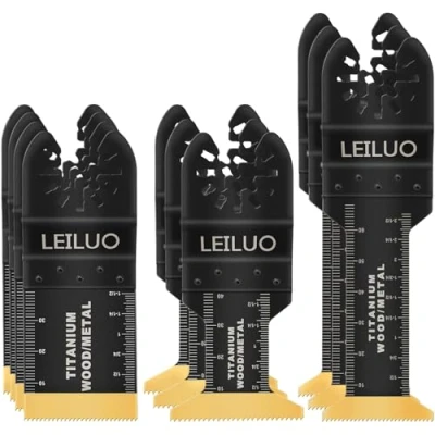 Image of LEILUO 10 Pcs Titanium Multitool Accessories Kit for Wood Nails Drywall Cutting Universal Oscillating Saw Attachments with Storage Bag Compatible DeWalt Dremel Makita and More