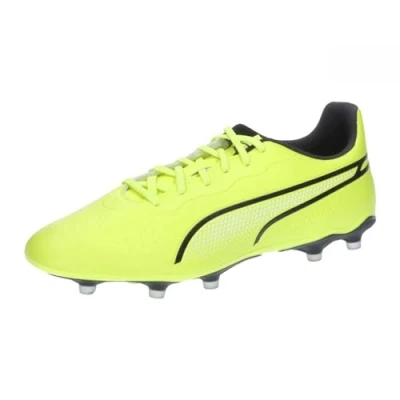 Image of Puma Unisex Adults King Match Fg/Ag Soccer Shoes, Electric Lime Black, 6.5 UK