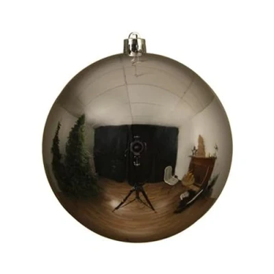 Image of Decoris XXL Shiny Silver Shatterproof Christmas Bauble Plastic Various Diameters 200 mm