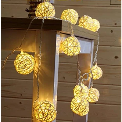 Image of zhonghua Rattan Ball Fairy Lights, 3M 20LED String Lights Indoor Globe Battery Operated (Warm White)