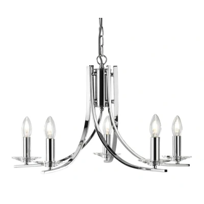 Image of Ascona 5 Light Multi Arm Ceiling Pendant Chrome, Glass Five, E14