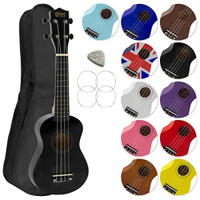 Image of Mad About SU8 Soprano Ukulele With FREE Gig Bag, Pick, and Spare Strings Great for Schools Beginners, Now Carbon Black Improved Tuning