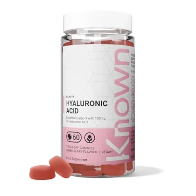 Image of Known Delicious Hyaluronic Acid Gummies 100mg of HA Supports Skin Hydration Natural Mixed Berry Flavour 60 Vegan Gummies, 1 Month Supply