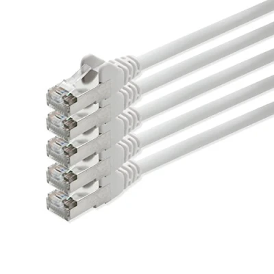 Image of 1aTTack CAT5 FTP foil shielded network cable with 2x RJ45 connector set (5 pieces) 5m white