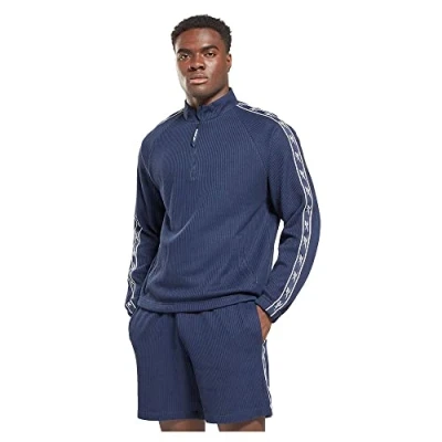Image of Reebok Men&#039;s vector Tape 1/4 Zip Sweatshirt, navy, XS