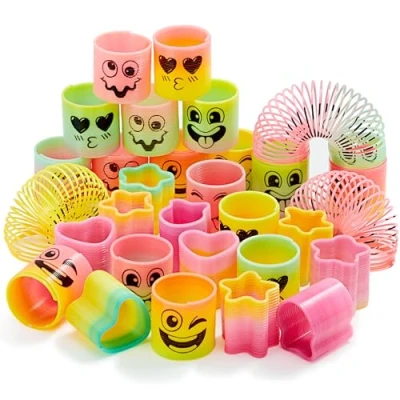 Image of JOYIN 30 Pcs Spring Rainbow Party Bag Fillers for Kids, Mini Fidget Toys Kids Toy, Stress Coil Springs Bulk Carnival Prize Birthday Pinata Favours, Goodie Stuffers