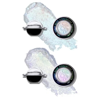 Image of Chameleon Face Highlighter Palette,Holographic Planet Highlighter,2 Colors Longwear Metallic Glitter Matte Eye Shadow,Corner Illuminator,Silky Creamy Shimmer Shadow