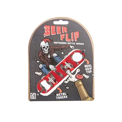 Image of Boxer Gifts Beerflip &#039;Bones&#039; Skateboard Bottle Opener Novelty Fingerboard Skate Themed Gift