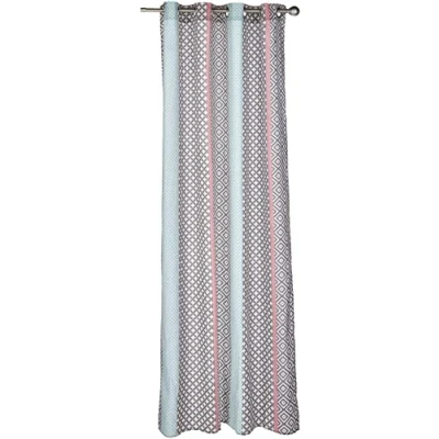 Image of COTON d&#039;intérieur Curtain with Eyelets 140 x 240 cm Baltic Print Cotton Pink/Mint, H240 B140 (1er Pack)