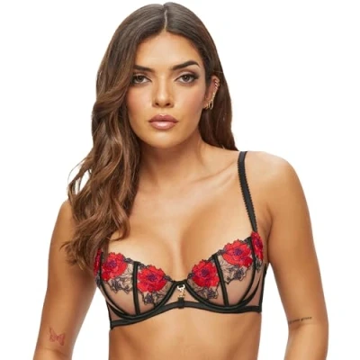 Image of Ann Summers Valentines Caged Rose Non Pad Balcony Black/Red