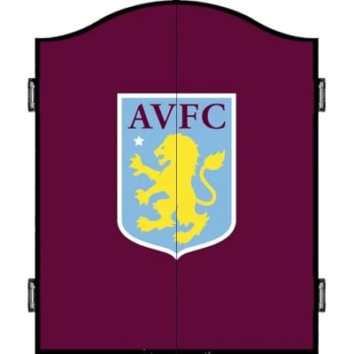 Image of FOCO Officially Licensed Aston Villa Football Club The Villans FC Darts and Dartboard Cabinet, Crest, Claret Blue (CAB105)