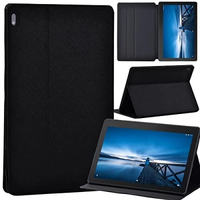 Image of Leather slim lightweight Stand Cover Case for Lenovo Tab E10, Tablet E10 10.1 Inch 2019 (Lenovo 10.1&quot;, black)