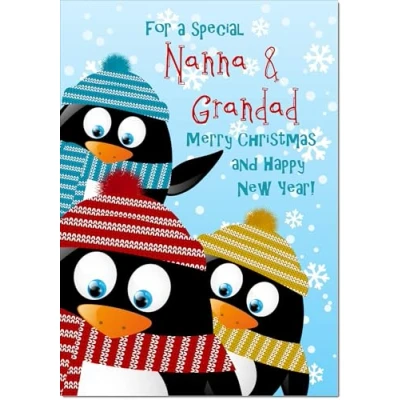 Image of doodlecards Nanna &amp; Grandad Cute Christmas Card Medium Size with Plain Envelope