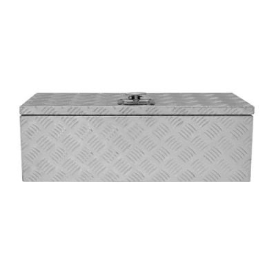 Image of Aluminium Tool Box 60L Lockable Chest 2 Keys Trailer Truck Van Locker Boxes Storage Heavy Duty Checker Plate Rubber Base Liner Seal Gas Struts Carry Case Medium 29&quot; x 10&quot; 12.5&quot; 745mm 250mm 320mm