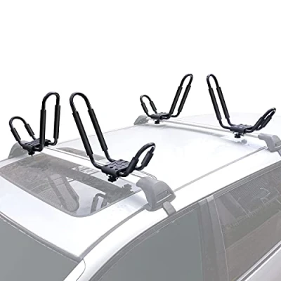Image of XCAR 2 Pairs Universal Kayak Rack Canoe Car Racks Set Roof Top Mount Carrier with 4 Straps for Suif Board,Kayak,Canoe,SUP