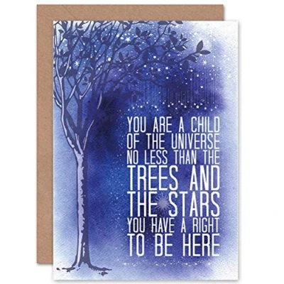 Image of Wee Blue Coo Quote Desiderata Stars Child Universe Inspiration Motivation Sealed Greeting Card Plus Envelope Blank inside
