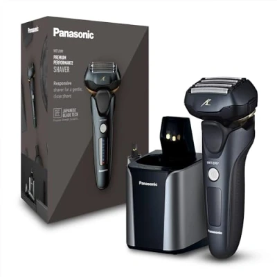 Image of Panasonic ES LV97 5 Blade Wet &amp; Dry Electric Shaver for Men, Rechargeable, Responsive Beard Sensor, Multi Flex 16D Head, Auto Cleaning, Charging Stand, Gift men (2 pin UK plug)