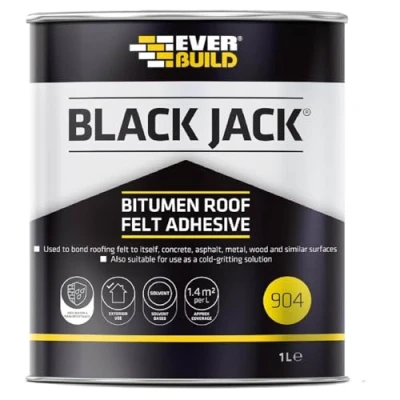 Image of Everbuild Black Jack 904 Roof Felt Adhesive High Strength 1 Litre