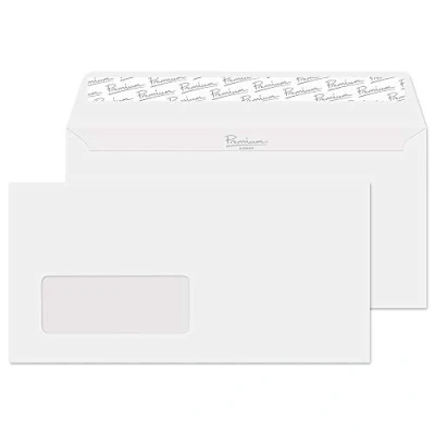 Image of Blake Business DL 110 x 220 mm 120 gsm Peel &amp; Seal Wallet Window Envelopes (36884) Diamond White Smooth Pack of 500