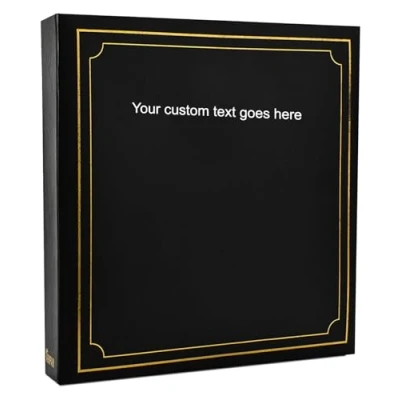 Image of Arpan Large Slip In Personalise Text Photo Album Holds 500 Photos 6&#039;&#039; x 4&#039;&#039; Gold Stamp Padded Cover (Black)