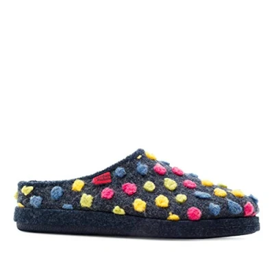 Image of Andrés Machado Unisex Home Slippers for Men &amp; Women Warm Winter Sliders AM001 Made of Felt Anti Slip Rubber Outsole Multicolor Pumpums Blue Size 6 UK Men/6.5 Women/EU 42