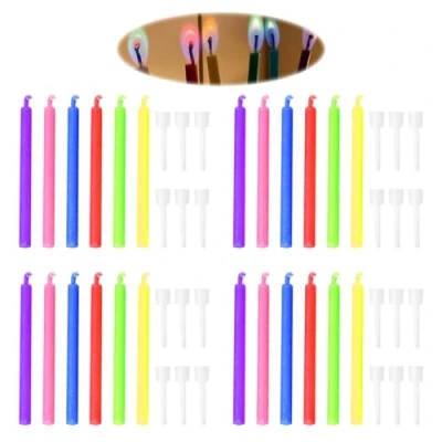 Image of 24 Piece Birthday Candle Set, Colorful Flame Candles, Children&#039;s Adult Party Decoration Candles