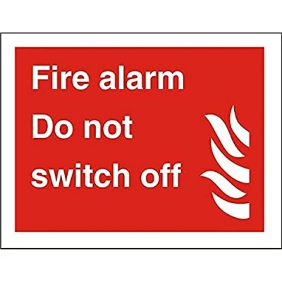 Image of Seco Fire Alarm Do Not Switch Off &amp; Sign, 300mm x 200mm 1mm Semi Rigid Plastic
