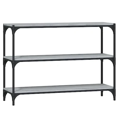 Image of vidaXL Book Cabinet in Grey Sonoma Engineered Wood and Steel Construction Multiple Shelves Versatile Usage as Bookcase or TV Stand Industrial Chic Design