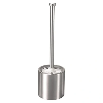 Image of axentia Stainless Steel Toilet Brush and Holder Set Rust Free with Hygienic Removable Glass Insert Incl. Replaceable Spare Bowl Head