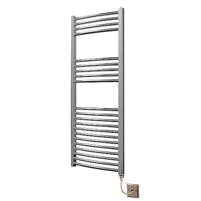Image of Greened House Chrome Curved Electric Heated Towel Rail 500mm wide x 1200mm high radiator