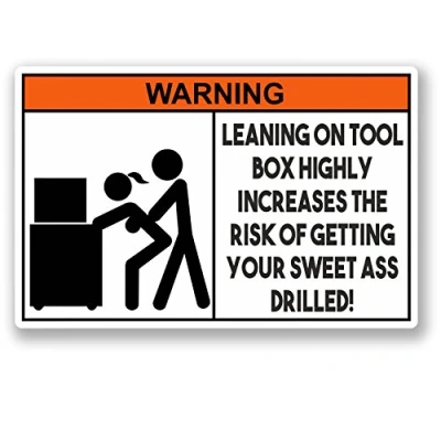 Image of 2 x 10cm Tool Box Vinyl Decal Sticker Funny Joke Mechanic Sexy Warning Fun #5594 (10cm Wide 6.5cm Tall)