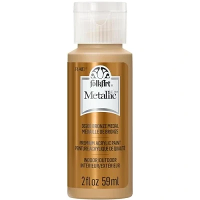Image of FolkArt Metallic Acrylic Craft Paint, Bronze Metal 2 fl oz Premium Finish Perfect For Easy To Apply DIY Arts And Crafts, 36269
