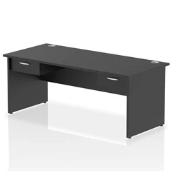 Image of Impulse 1800x800 Desk Black Top Panel End 2x1 Drawer Fixed Ped