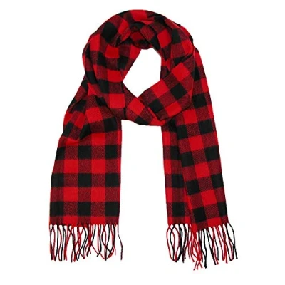 Image of David &amp; Young Softer Than Cashmere Buffalo Plaid Winter Scarf, Red