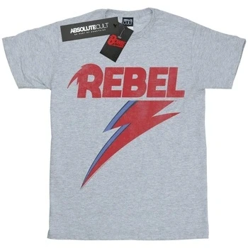 Image of David Bowie Men&#039;s Distressed Rebel T Shirt Sport Grey Large