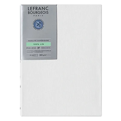 Image of Lefranc &amp; Bourgeois 111199 Stretcher Frame Made of 100% Linen in Premium Quality, Ready to Use Primed with Titanium Dioxide Gesso, Nailed Side on Solid Pine Wood 3F