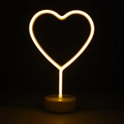 Image of Simpa LED Novelty Neon Light HEART WARM WHITE Choose from various designs &amp; colours Ideal for your home, office desk or as a gift USB power cable included. Uses 3 x AA Batteries Not Supplied